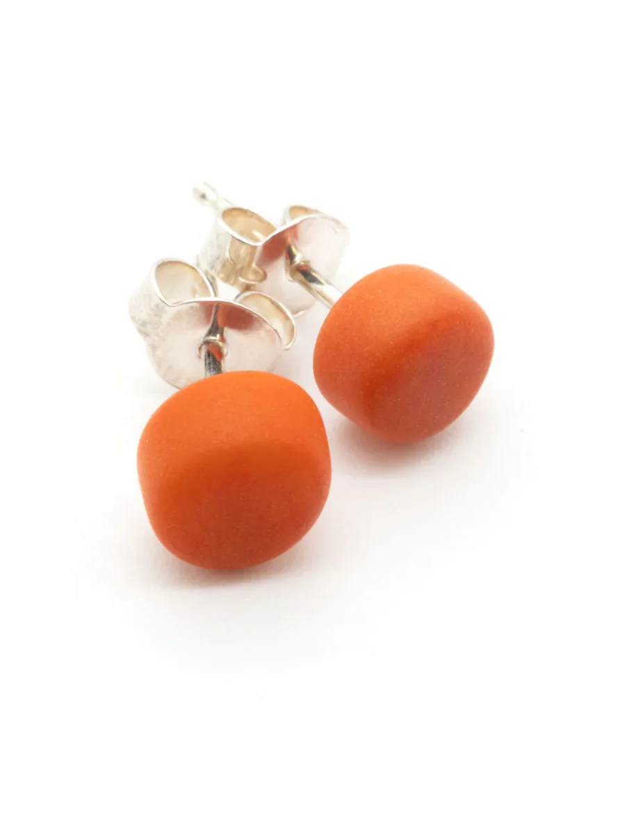 Ohrstecker Topiti orange - La Tagua Nuss Ohrringe silber – Bild 2