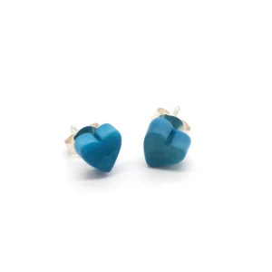 Herz Ohrstecker Corazones blau - La Tagua Nuss Ohrringe silber